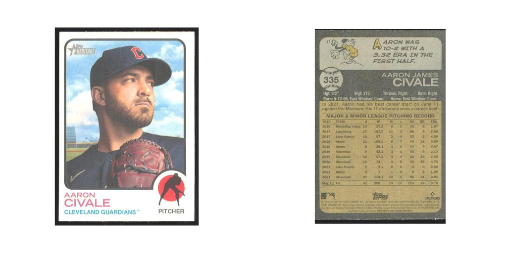 2022 Topps Heritage Aaron Civale Guardians #335