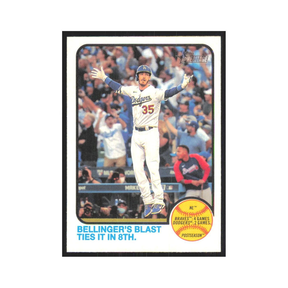 2022 Topps Heritage Bellinger's Blast Ties it Dodgers #202