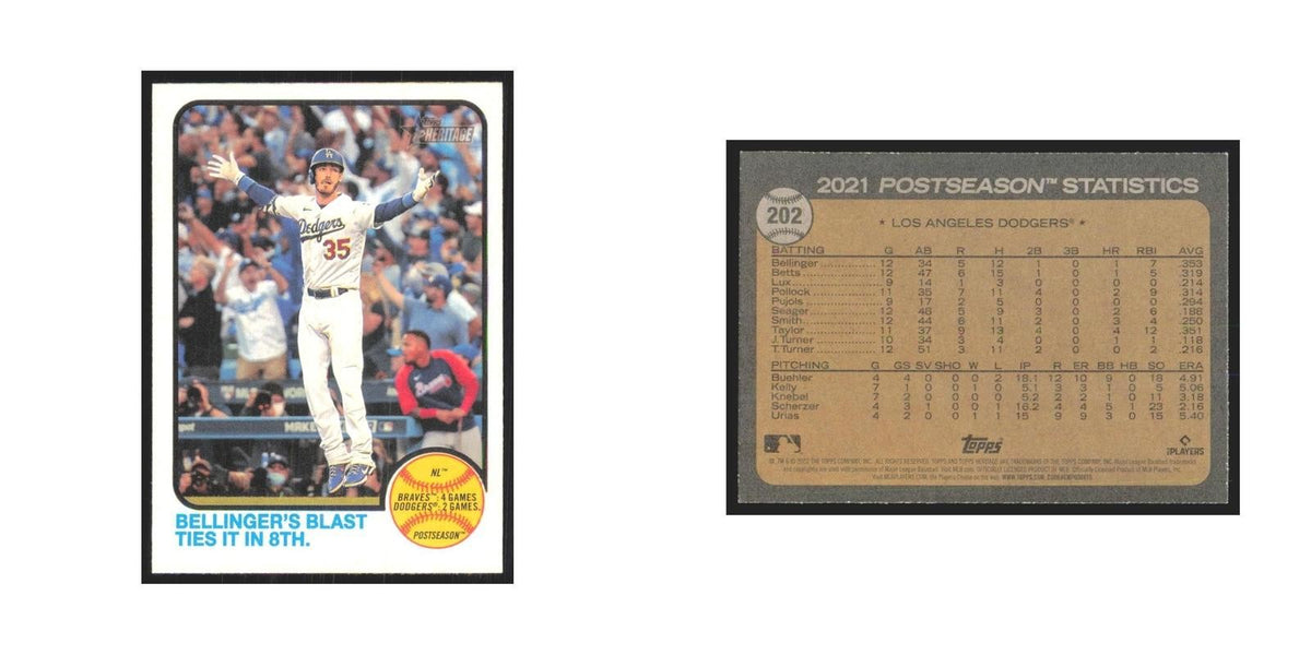2022 Topps Heritage Bellinger's Blast Ties it Dodgers #202
