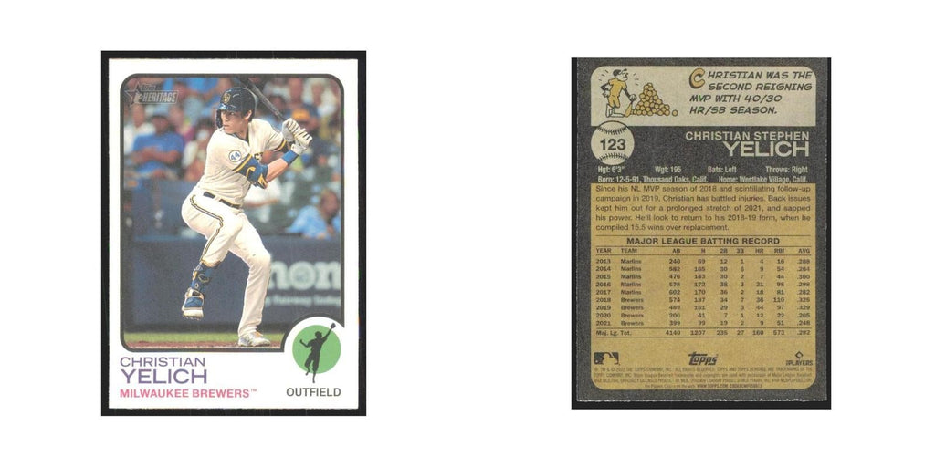 2022 Topps Heritage Christian Yelich Brewers #123