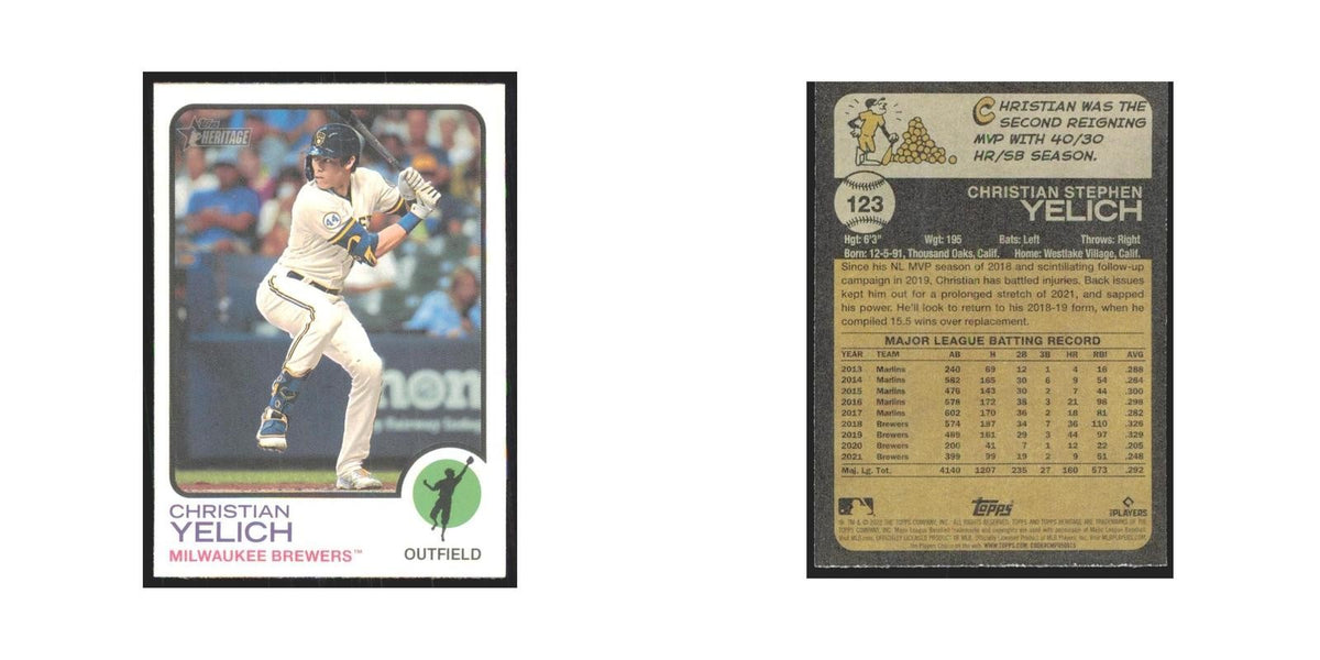2022 Topps Heritage Christian Yelich Brewers #123