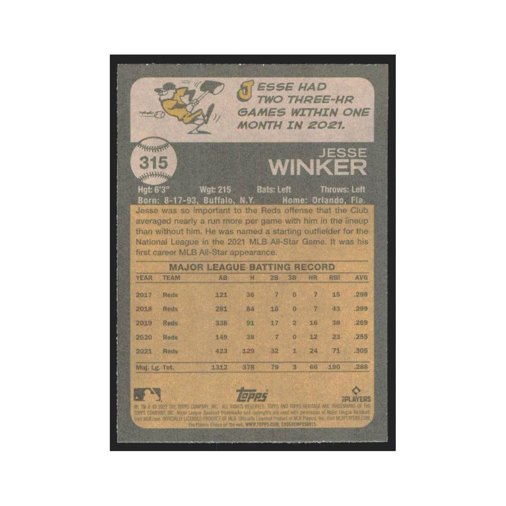 2022 Topps Heritage Jesse Winker Reds #315