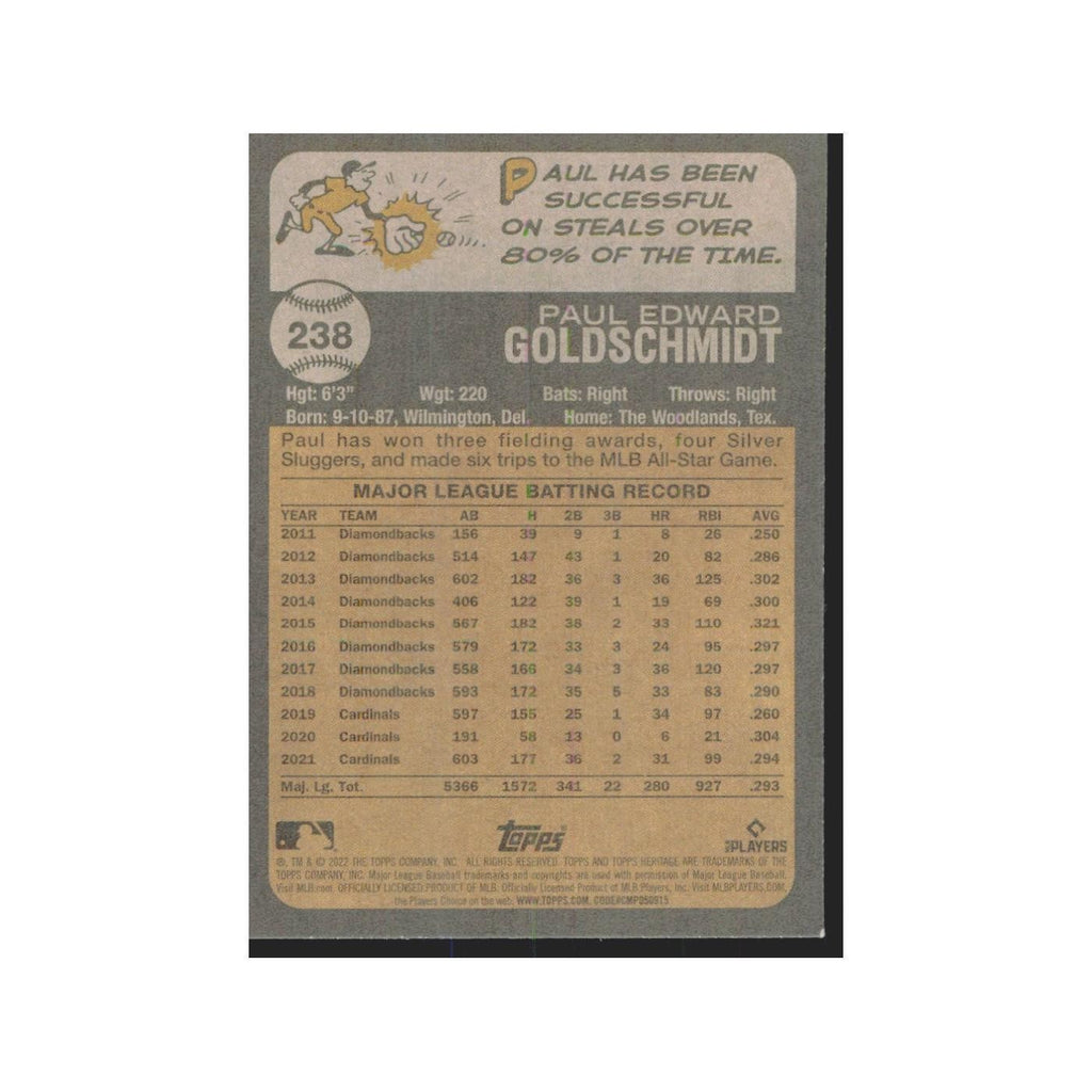 2022 Topps Heritage Paul Goldschmidt Cardinals #238