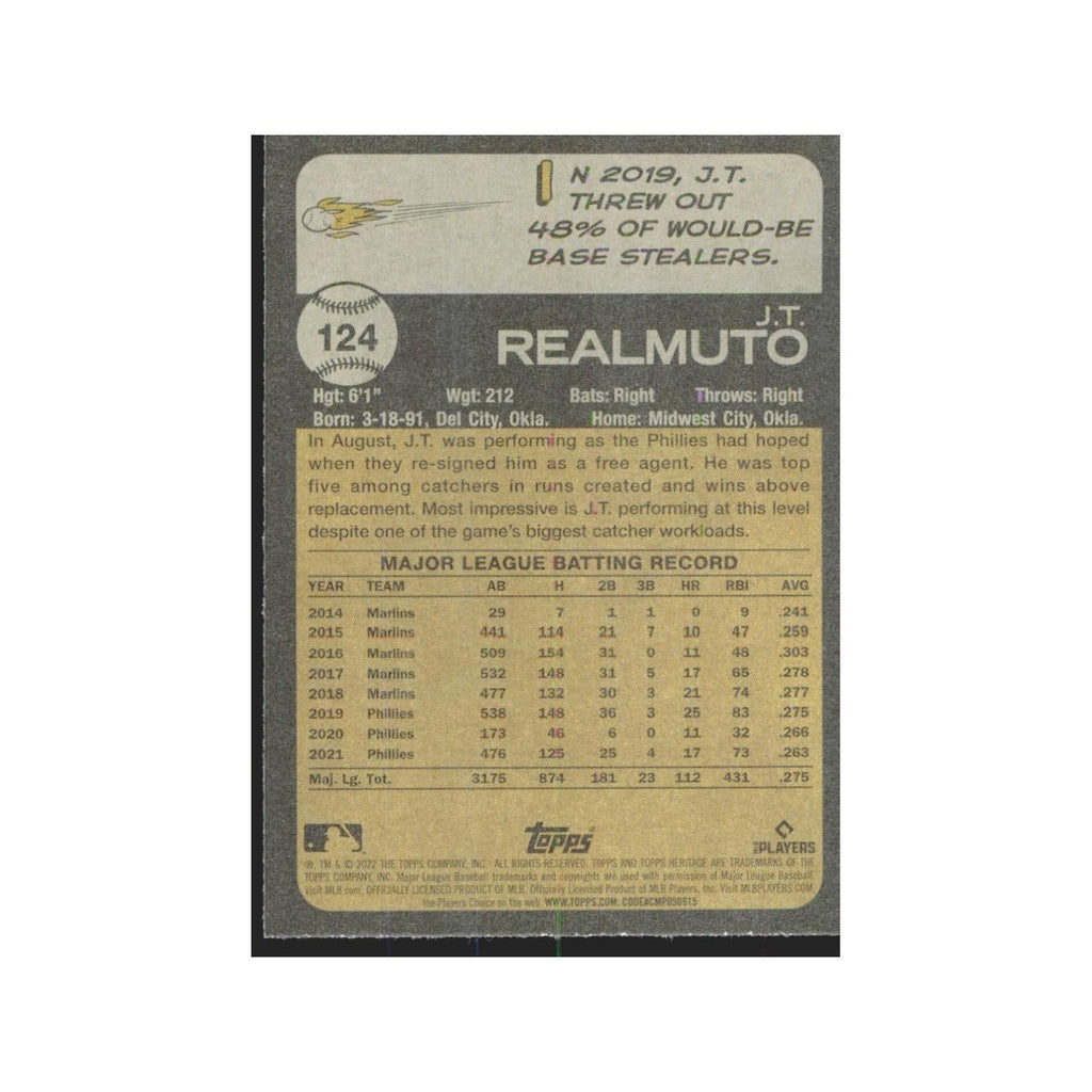 2022 Topps Heritage J.T. Realmuto Phillies #124