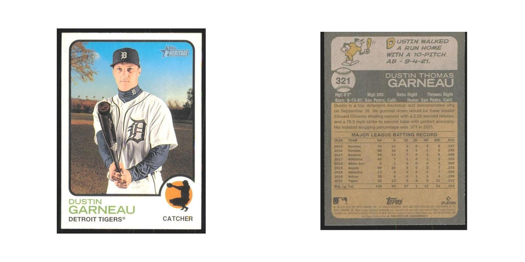 2022 Topps Heritage Dustin Garneau Tigers #321