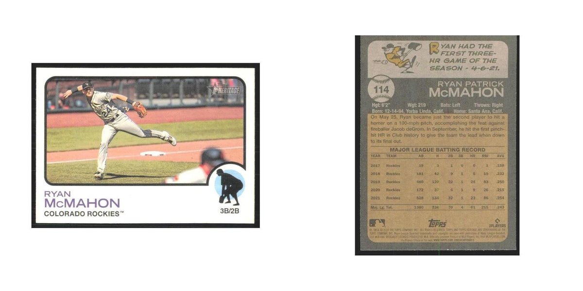 2022 Topps Heritage Ryan McMahon Rockies #114