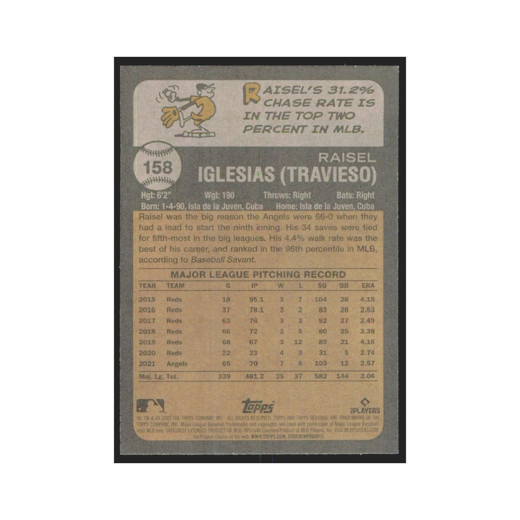 2022 Topps Heritage Raisel Iglesias Angels #158
