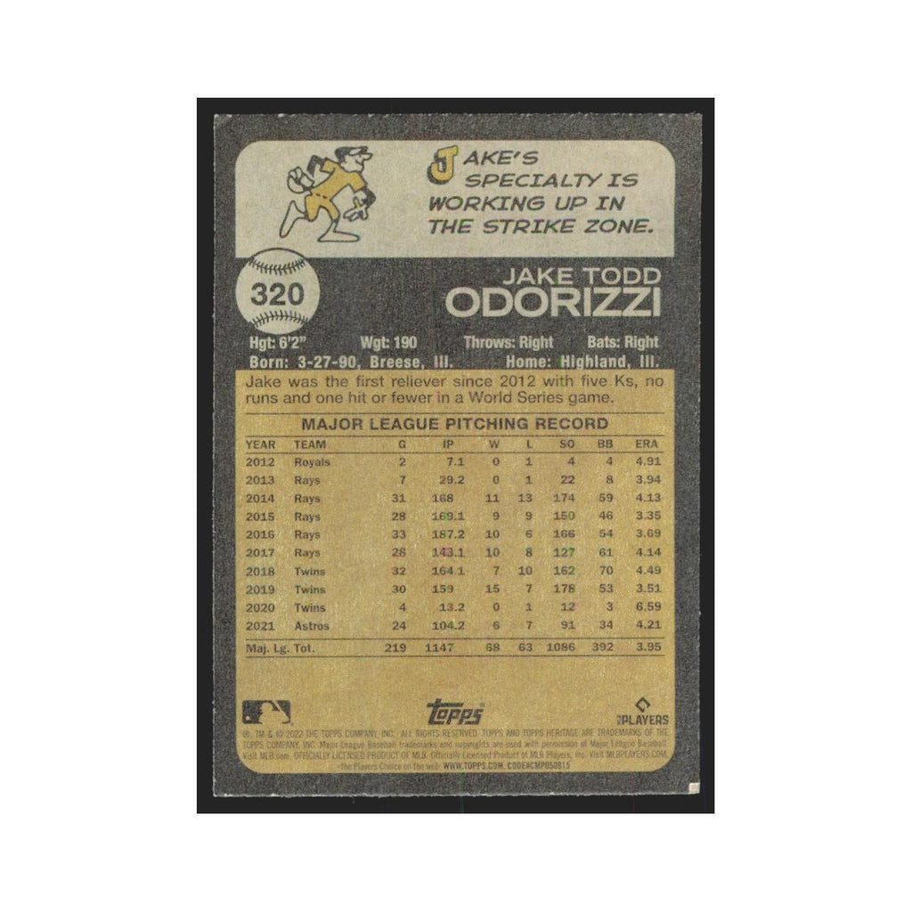 2022 Topps Heritage Jake Odorizzi Astros #320