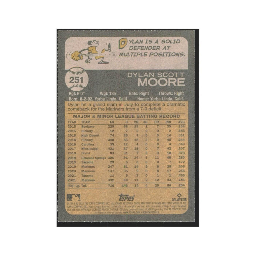 2022 Topps Heritage Dylan Moore Mariners #251