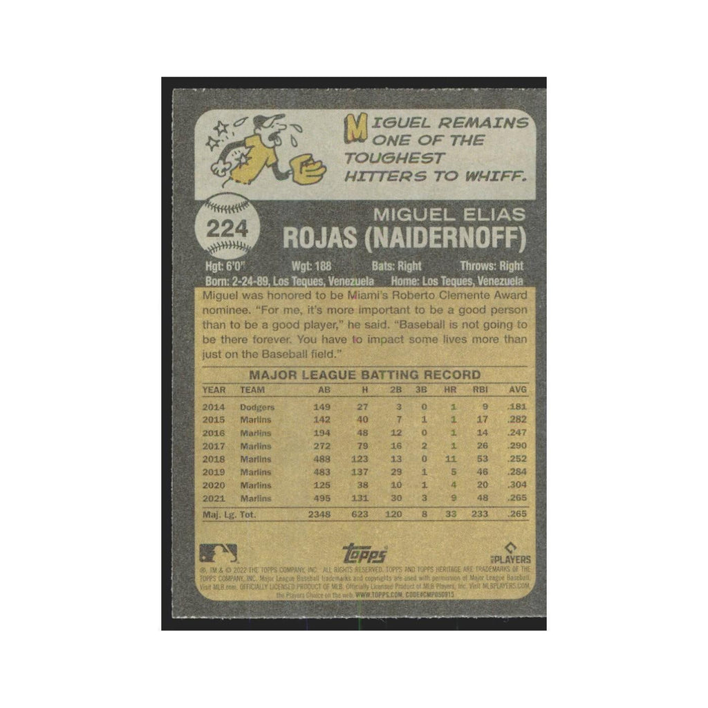 2022 Topps Heritage Miguel Rojas Marlins #224