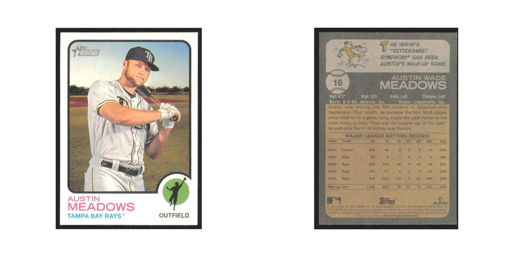 2022 Topps Heritage Austin Meadows Rays #16