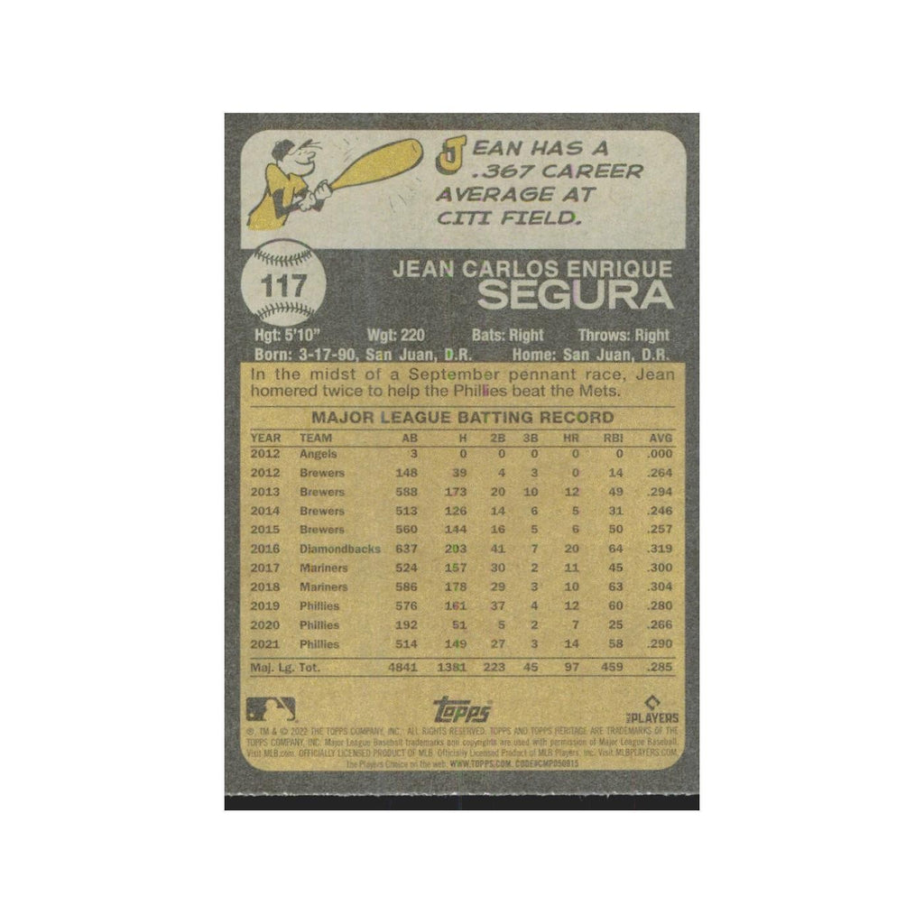 2022 Topps Heritage Jean Segura Phillies #117