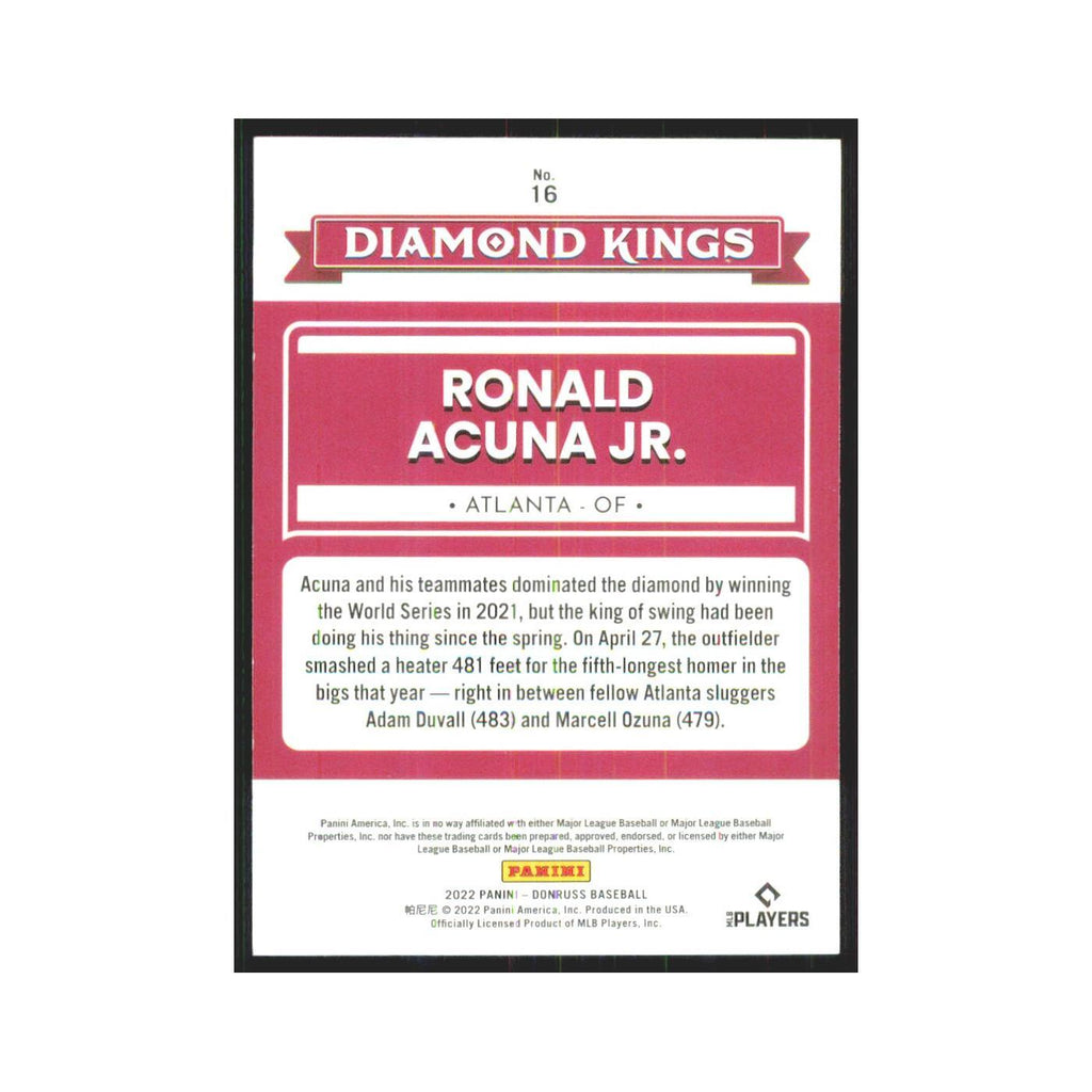 2022 Donruss Ronald Acuna Jr. 0750/2022 Braves #16