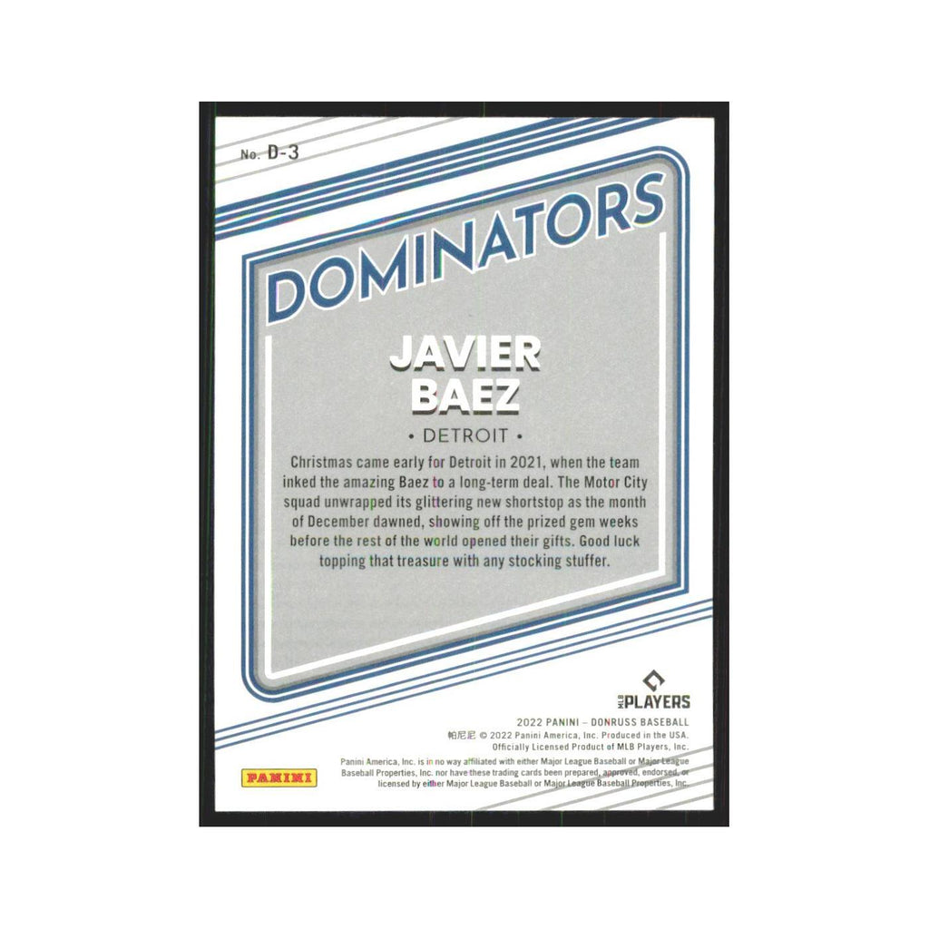 2022 Donruss Javier Baez Tigers #D-3