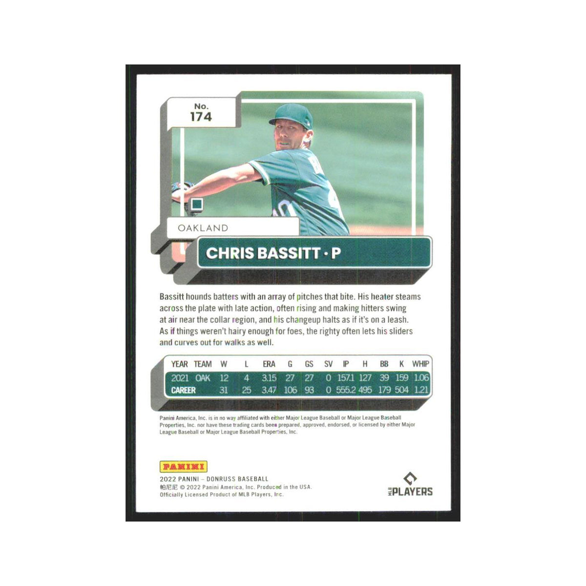 2022 Donruss Pink Chris Bassitt Athletics #174