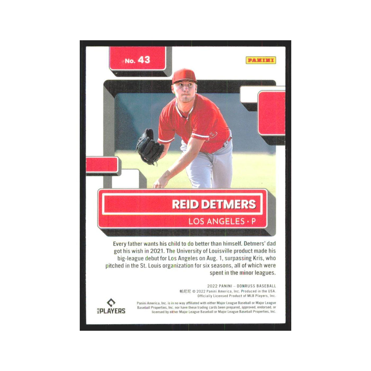 2022 Donruss Orange Reid Detmers Angels #43