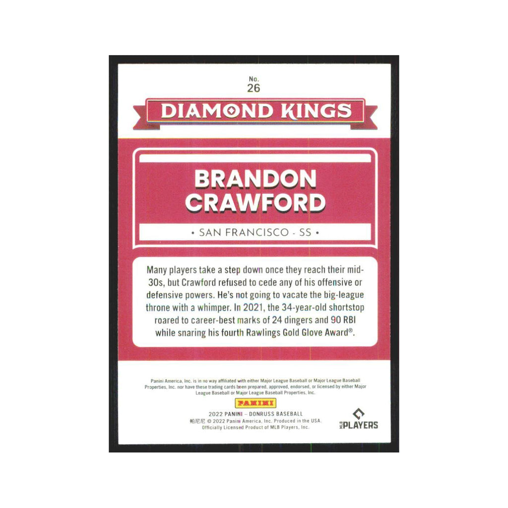 2022 Donruss Pink Brandon Crawford Giants #26