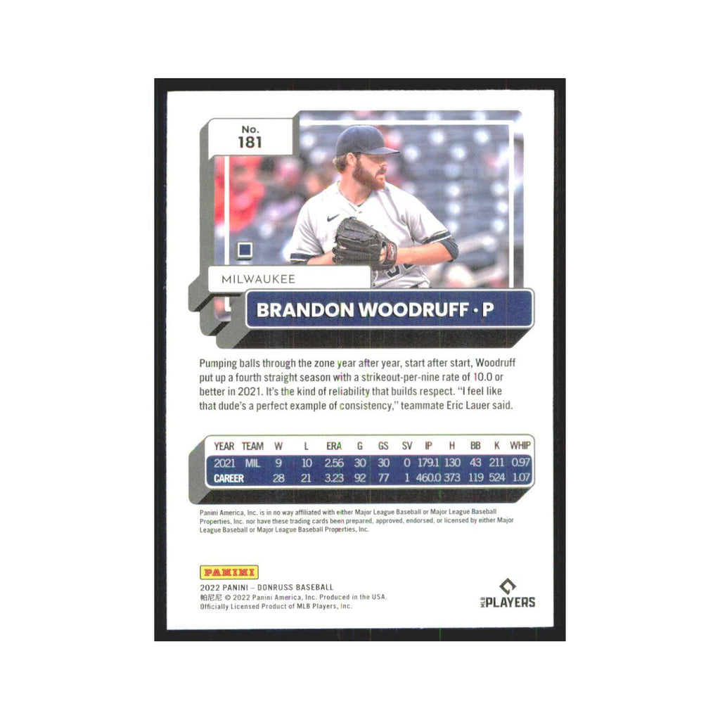 2022 Donruss Pink Brandon Woodruff Brewers #181