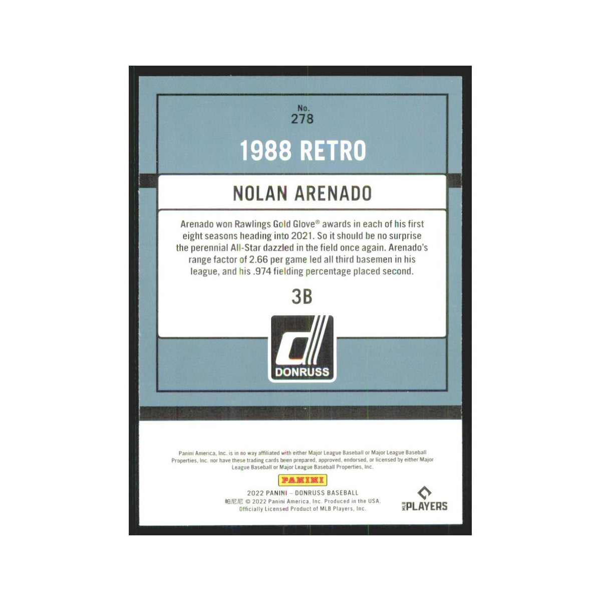 2022 Donruss Orange Nolan Arenado Cardinals #278