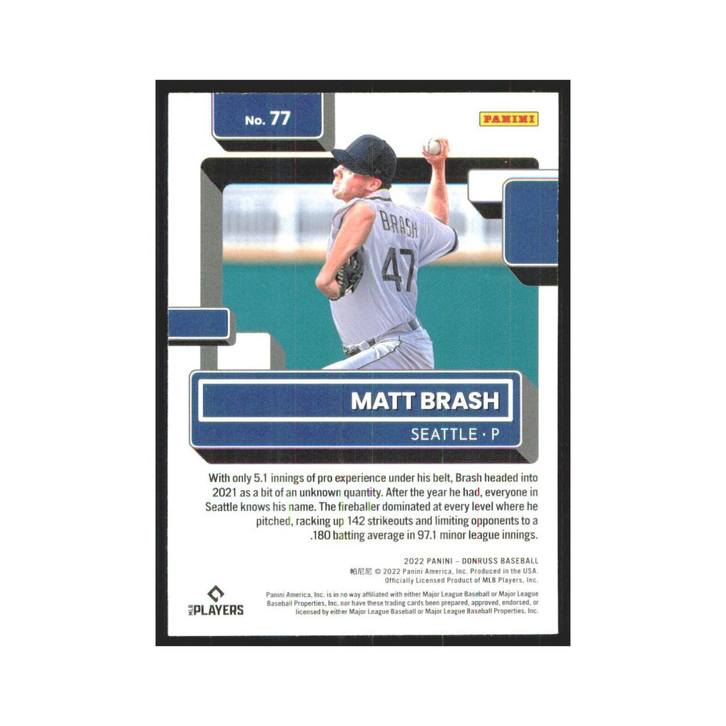 2022 Donruss Pink Matt Brash RC Mariners #77