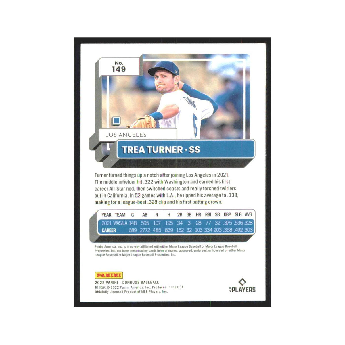 2022 Donruss Pink Trea Turner Dodgers #149