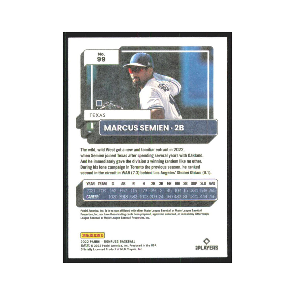 2022 Donruss Variation Marcus Semien Rangers #99