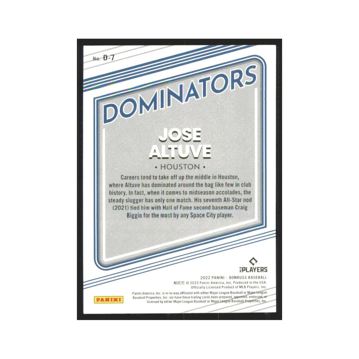 2022 Donruss Pink Jose Altuve Astros #D-7