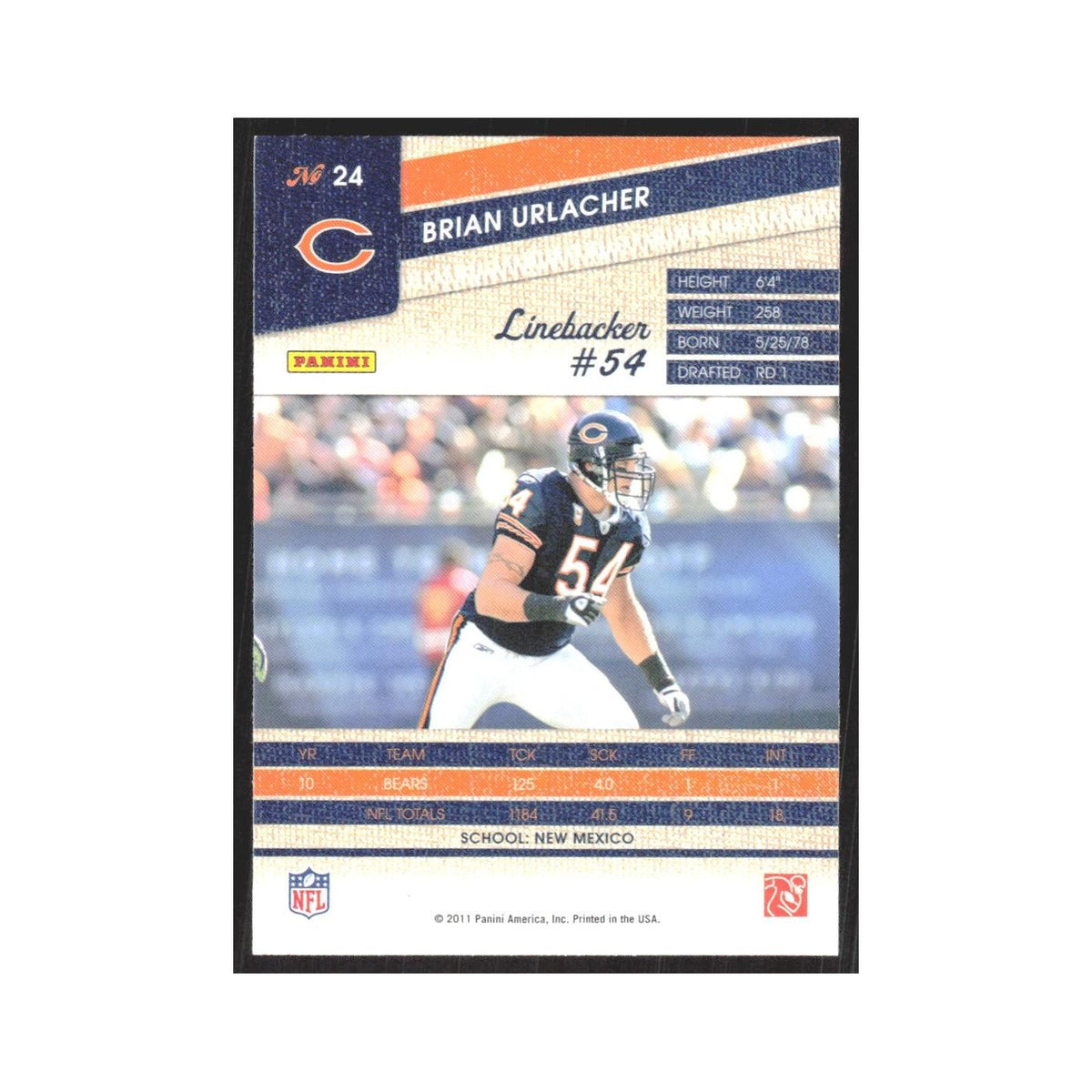 2011 Panini Threads Brian Urlacher Bears #24