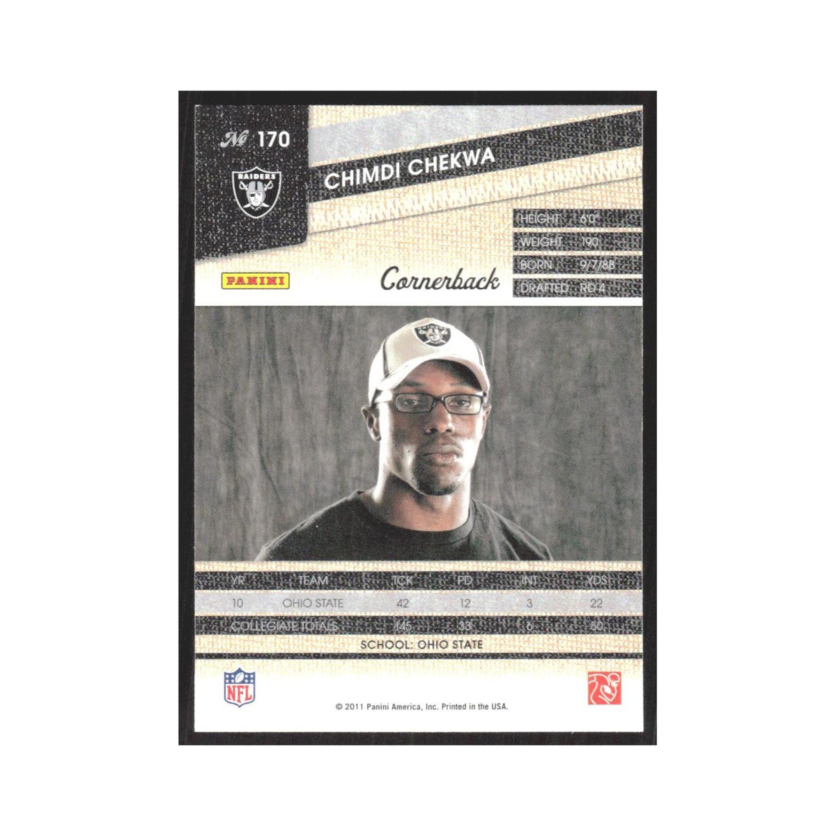 2011 Panini Threads Chimdi Chekwa RC Raiders #170
