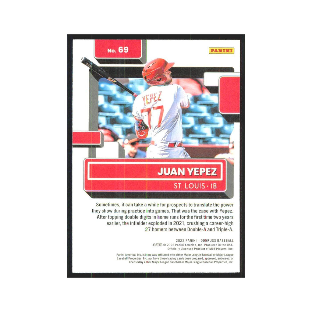 2022 Donruss Juan Yepez RC Cardinals #69