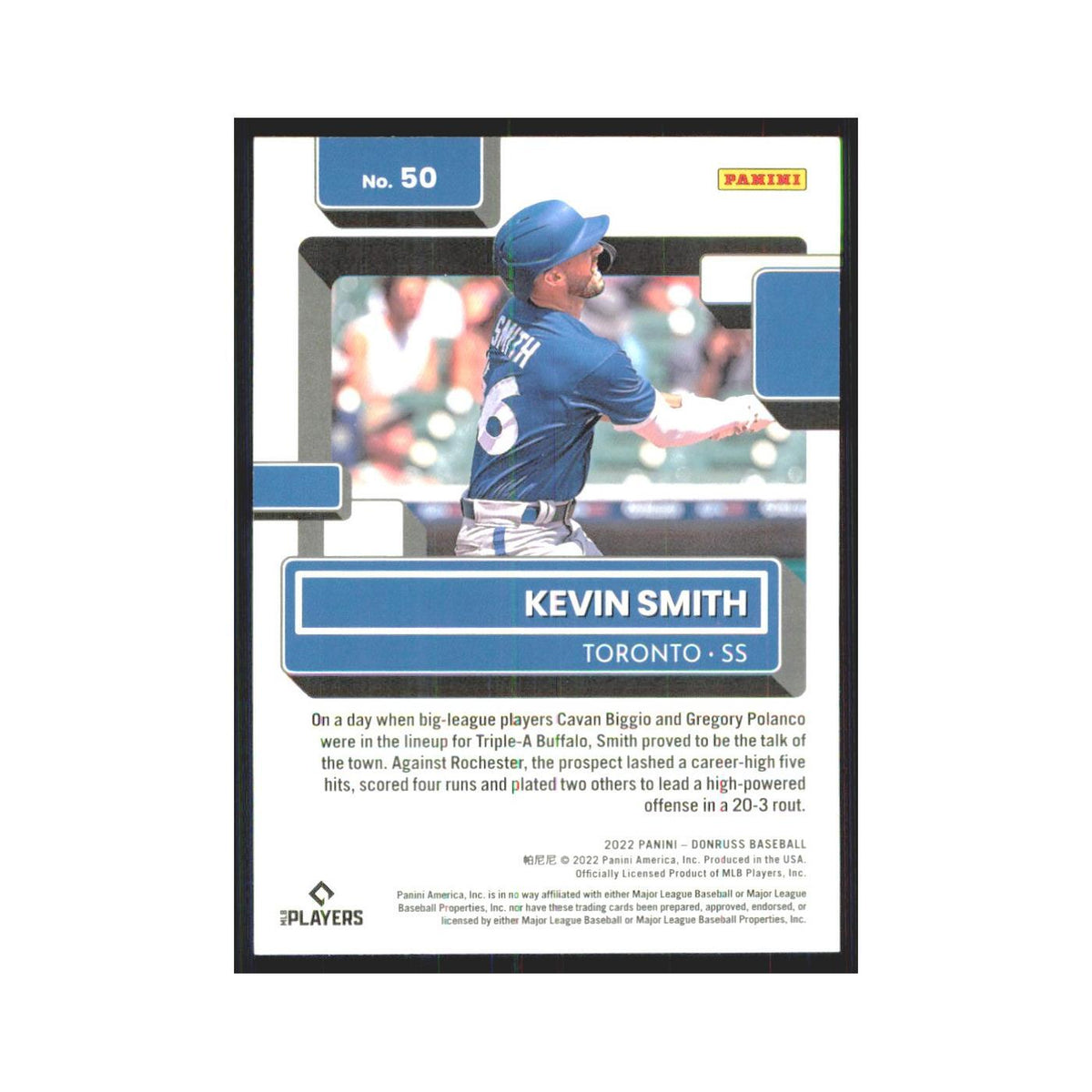 2022 Donruss Kevin Smith RC Blue Jays #50