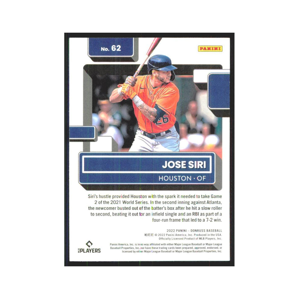 2022 Donruss Jose Siri RC Astros #62