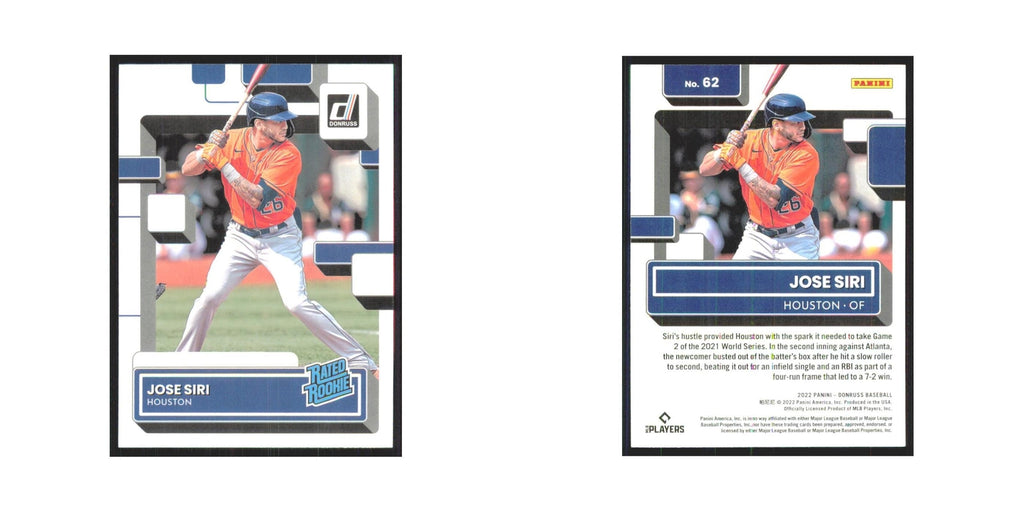2022 Donruss Jose Siri RC Astros #62