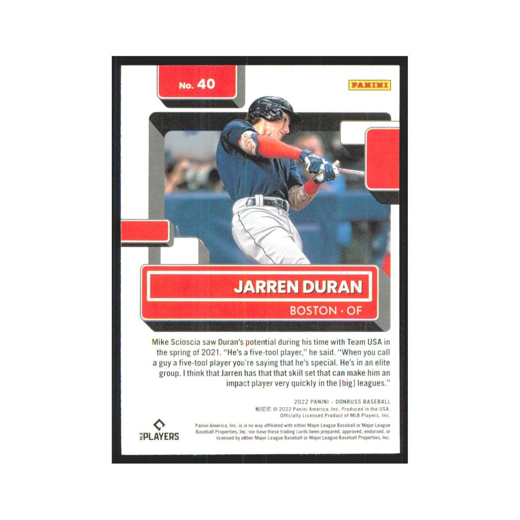 2022 Donruss Jarren Duran RC Red Sox #40