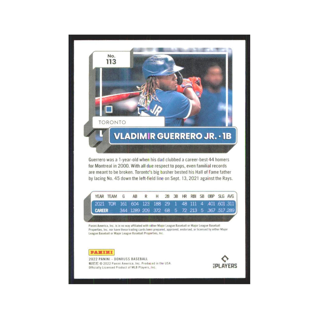 2022 Donruss Vladimir Guerrero Jr. Blue Jays #113