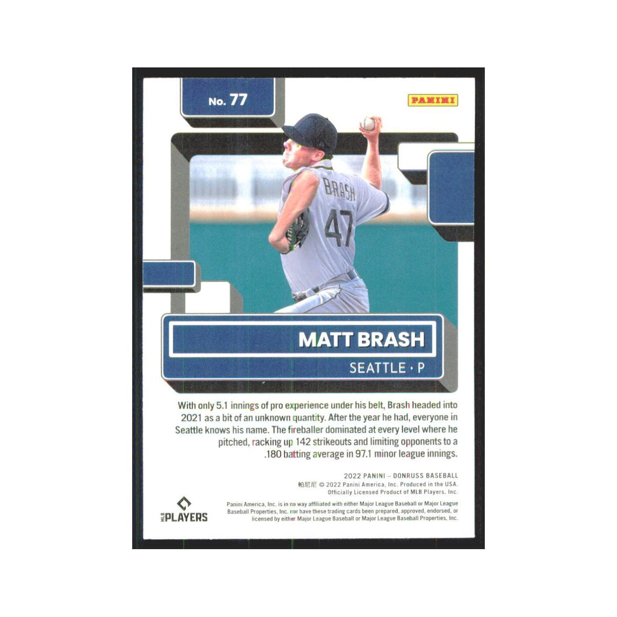 2022 Donruss Matt Brash RC Mariners #77