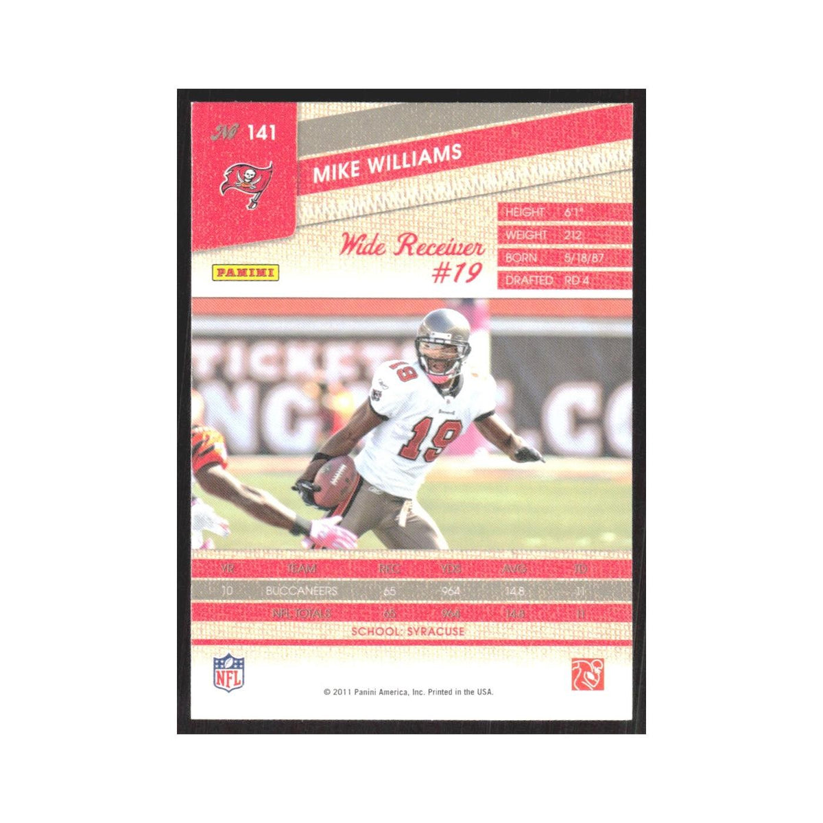 2011 Panini Threads Mike Williams Buccaneers #141