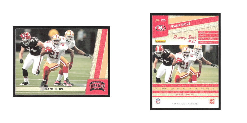 2011 Panini Threads Frank Gore 49ers #125