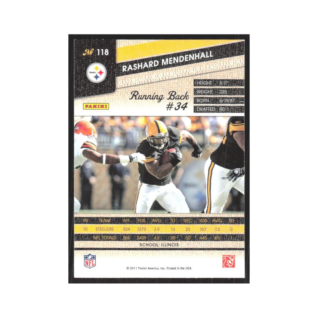 2011 Panini Threads Rashard Mendenhall Steelers #118