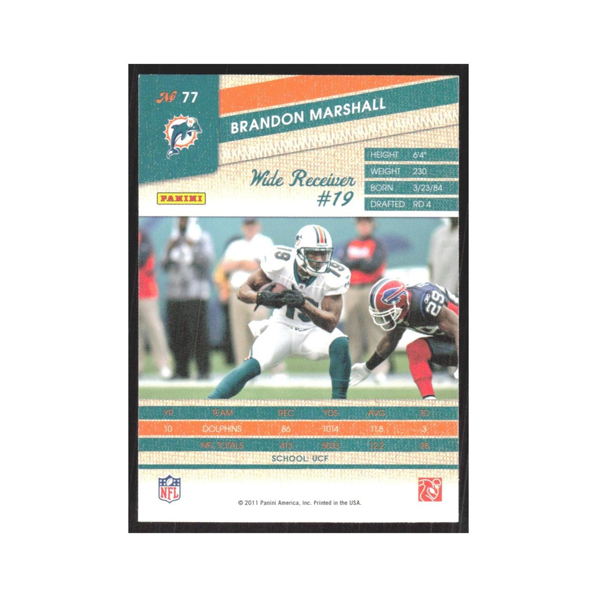 2011 Panini Threads Brandon Marshall Dolphins #77
