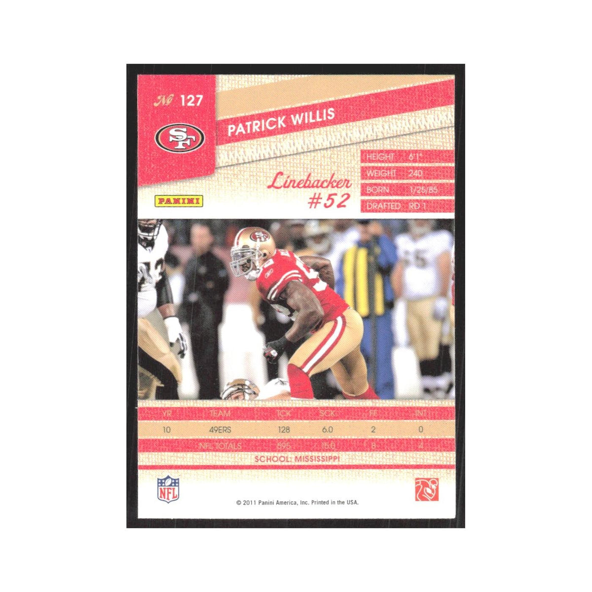 2011 Panini Threads Patrick Willis 49ers #127