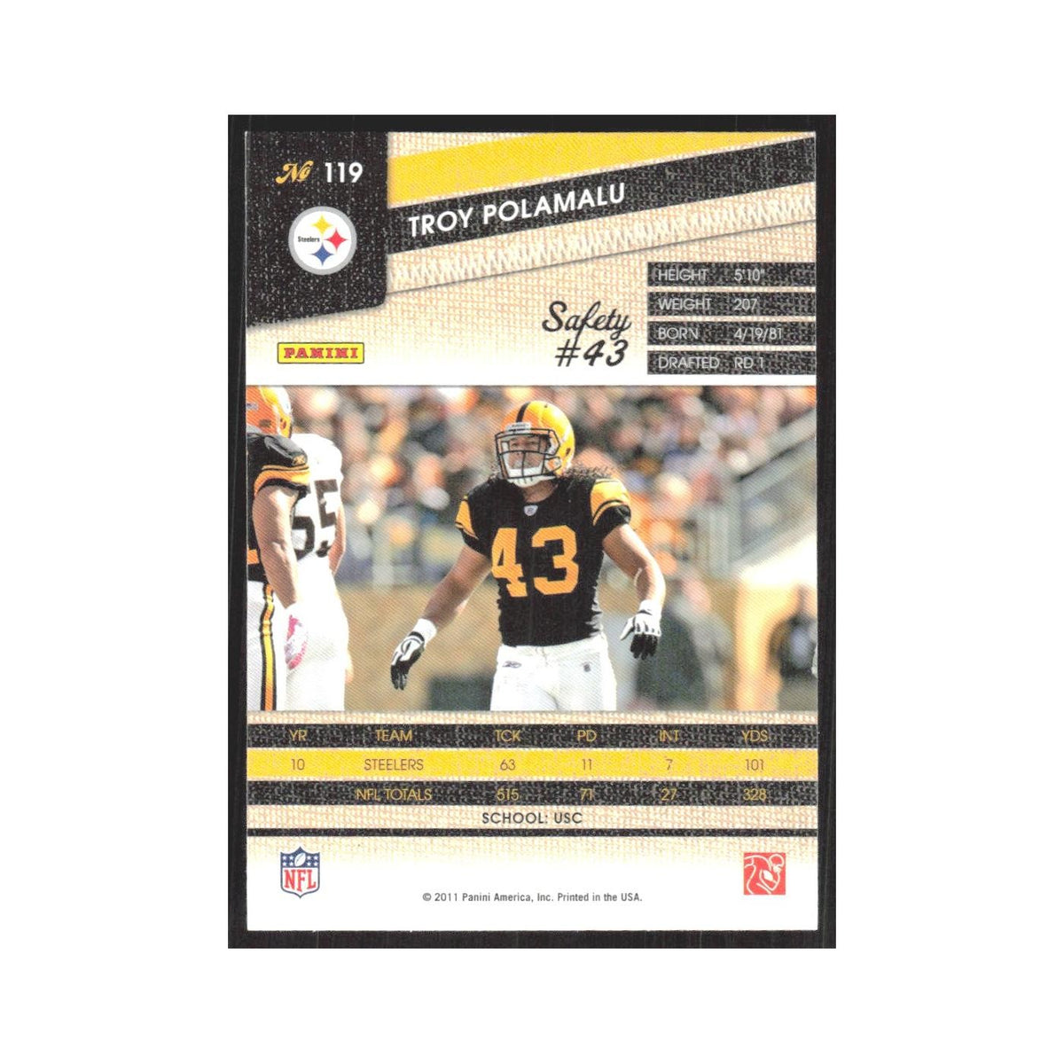 2011 Panini Threads Troy Polamalu Steelers #119