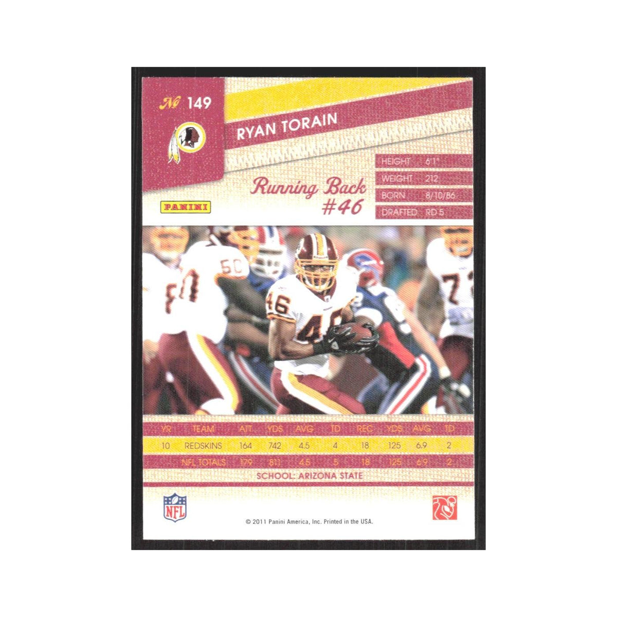 2011 Panini Threads Ryan Torain Redskins #149