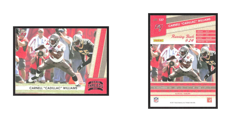2011 Panini Threads Carnell Cadillac Williams Buccaneers #137