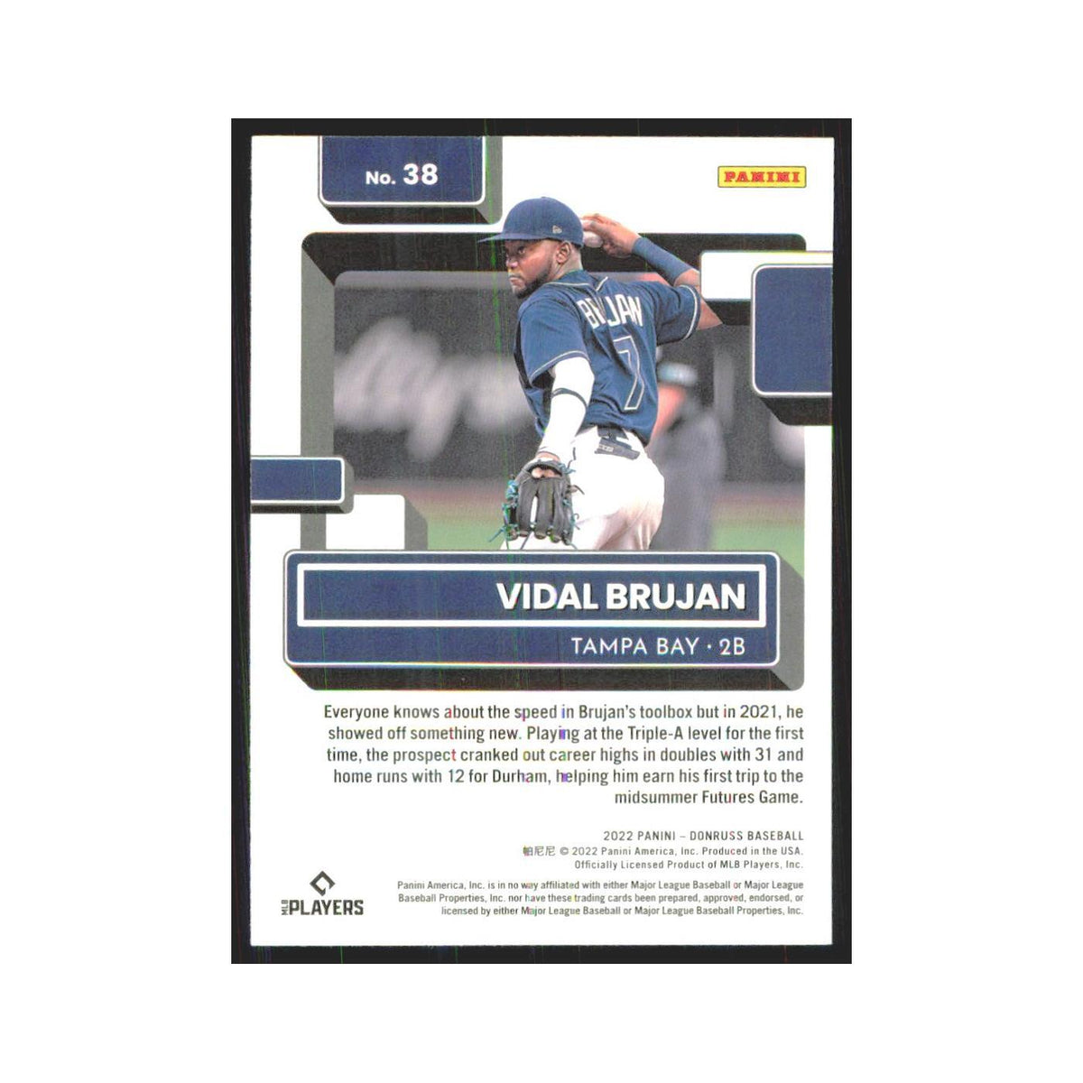 2022 Donruss Vidal Brujan RC Rays #38