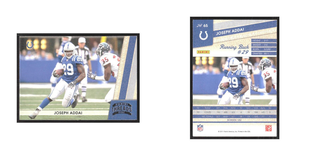 2011 Panini Threads Joseph Addai Colts #65
