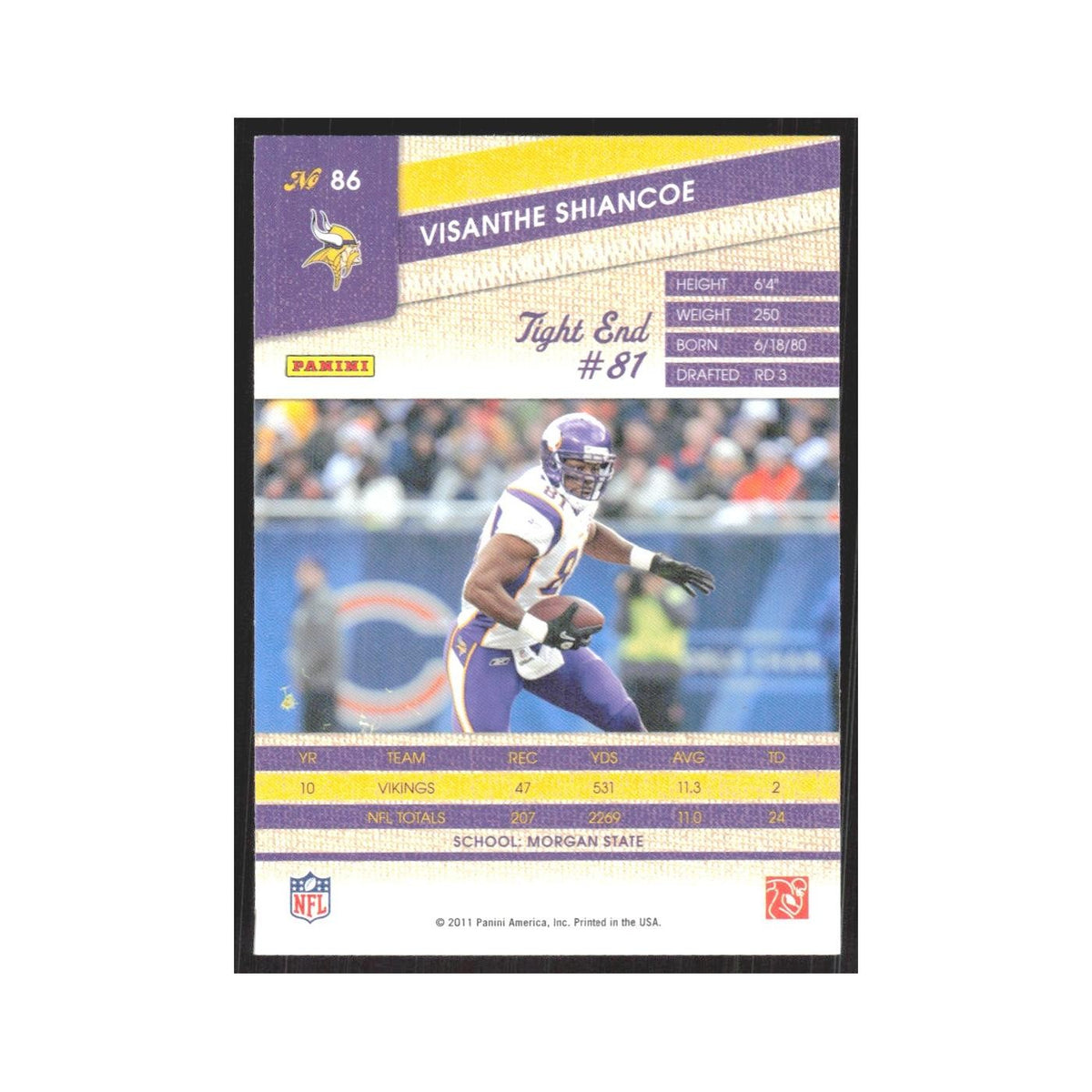 2011 Panini Threads Visanthe Shiancoe Vikings #86