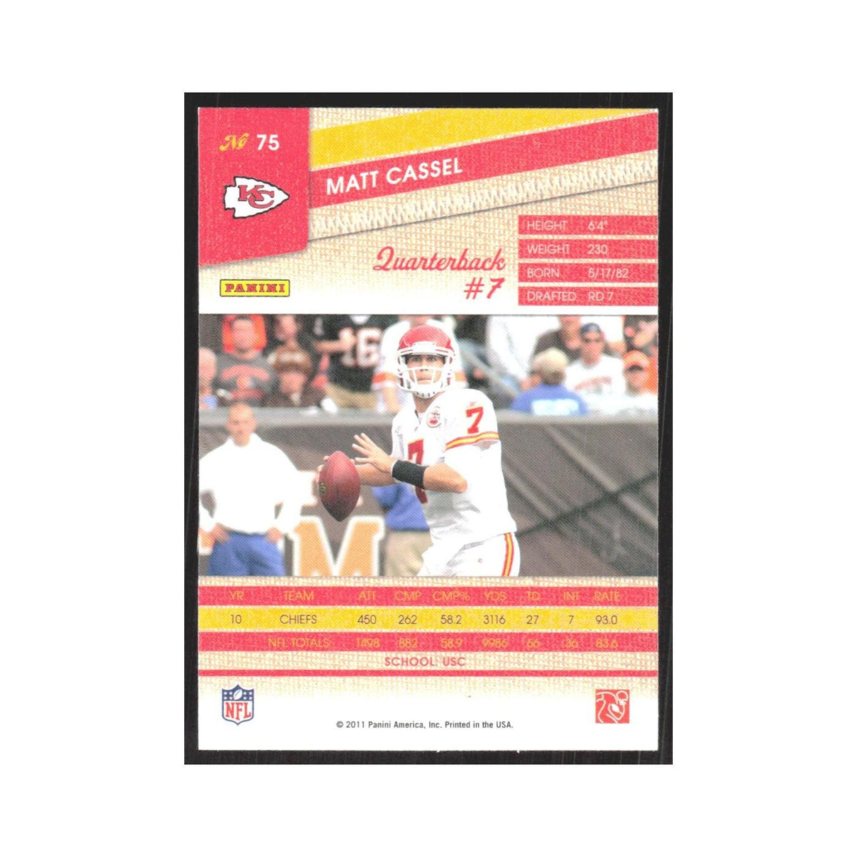 2011 Panini Threads Matt Cassel Chiefs #75