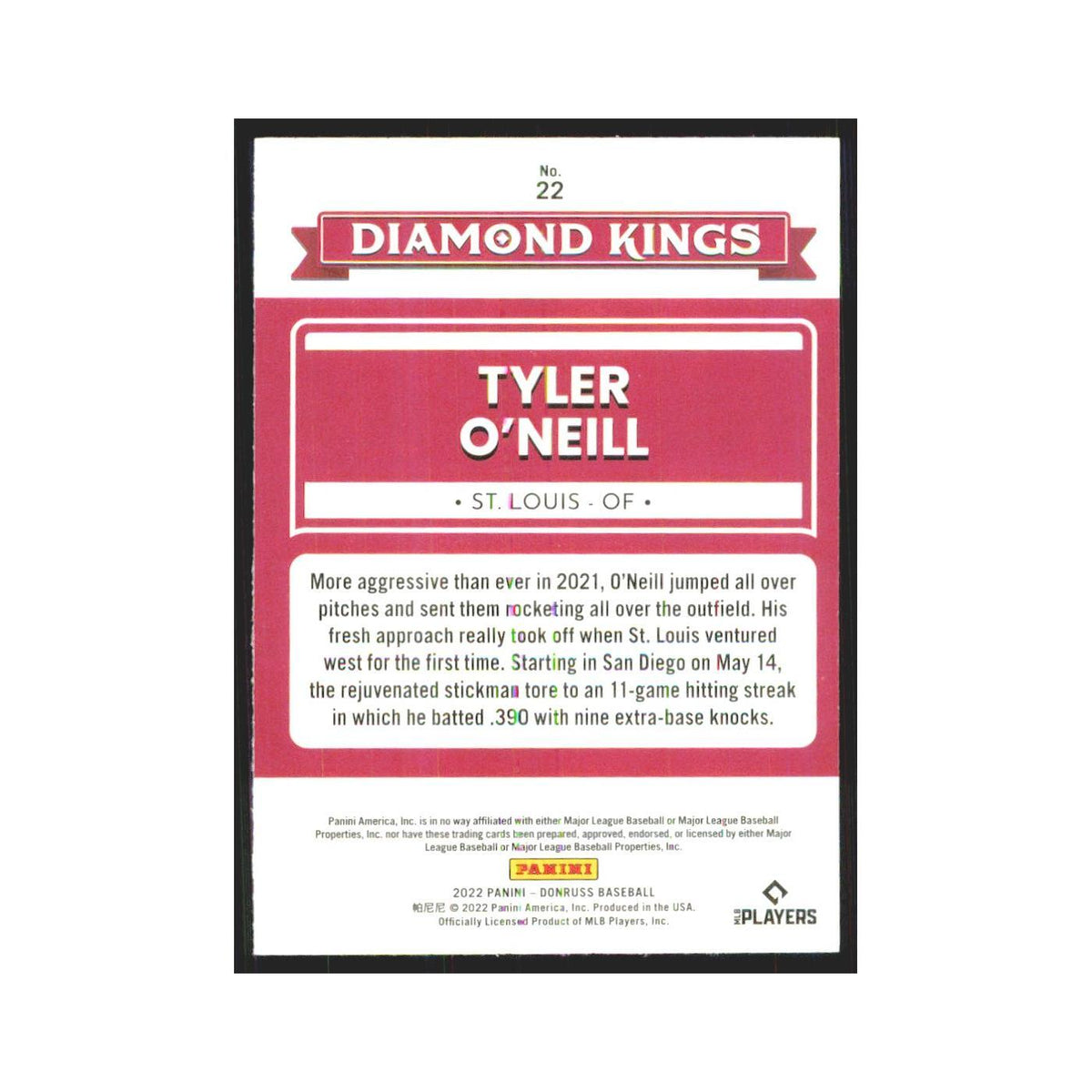 2022 Donruss Tyler O'Neill Cardinals #22