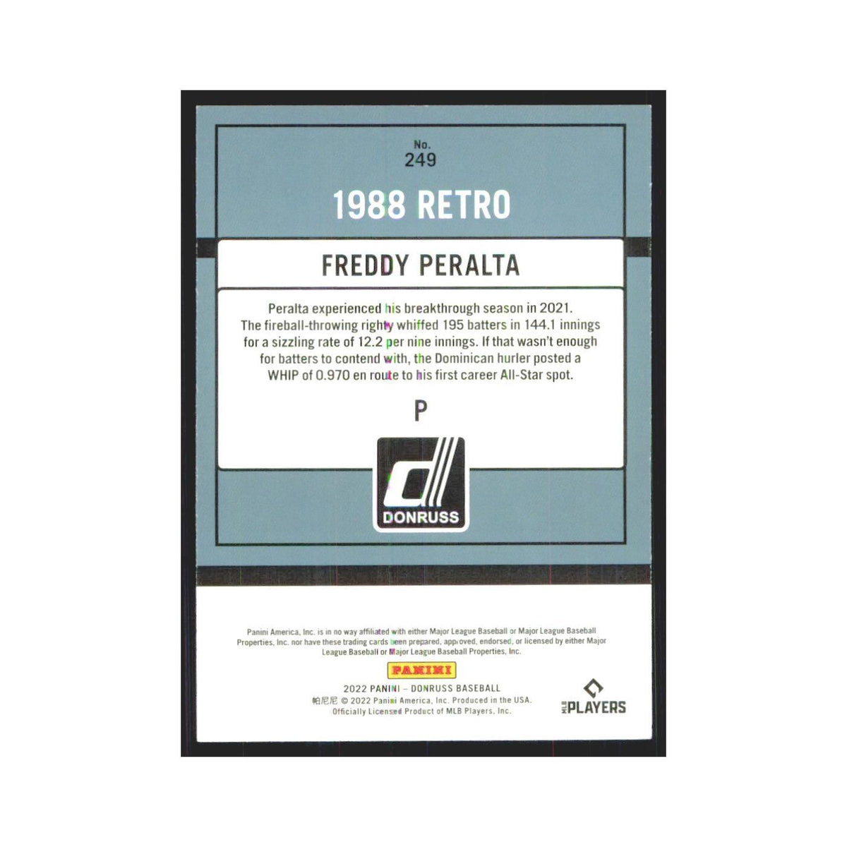 2022 Donruss Freddy Peralta Brewers #249
